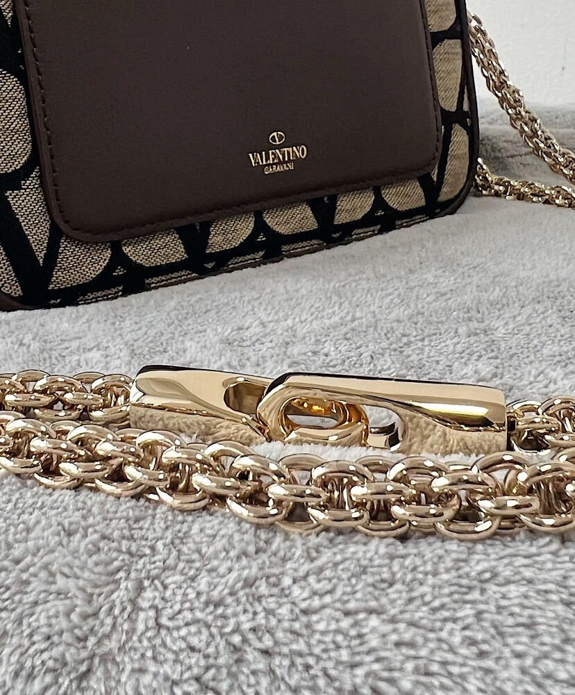 Valentino Small Loco Toile Iconographe Shoulder Bag Dark Coffee - Image 9