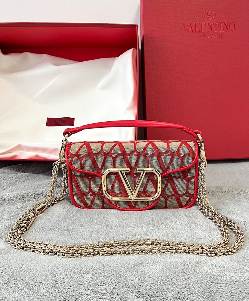 Valentino Small Loco Toile Iconographe Shoulder Bag Red - Image 2