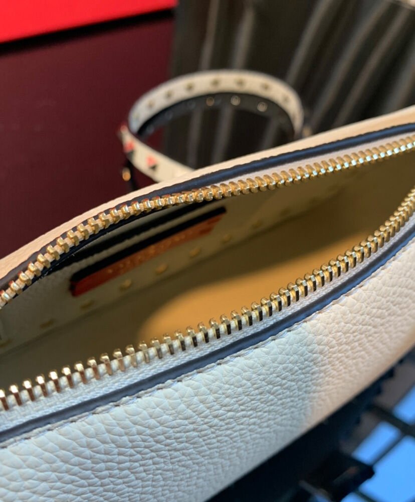 Valentino Small Rockstud Grainy Calfskin Crossbody Bag Cream - Image 8