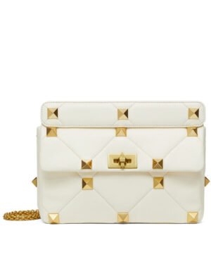 Valentino Garavani Roman Stud Nappa Chain Bag White