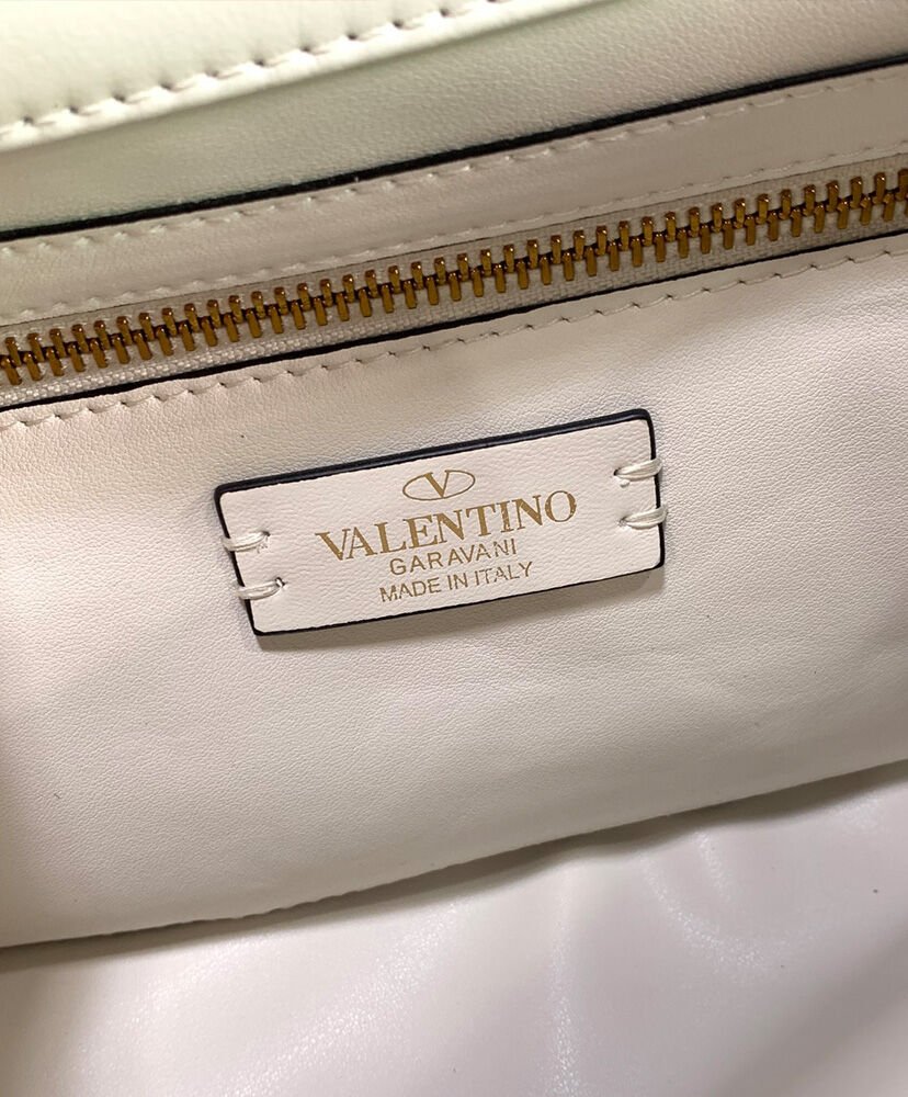 Valentino Garavani Roman Stud Nappa Chain Bag White - Image 10