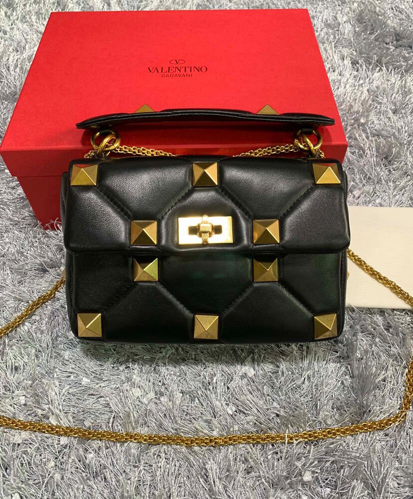 Valentino Garavani Roman Stud Nappa Chain Bag Black - Image 2