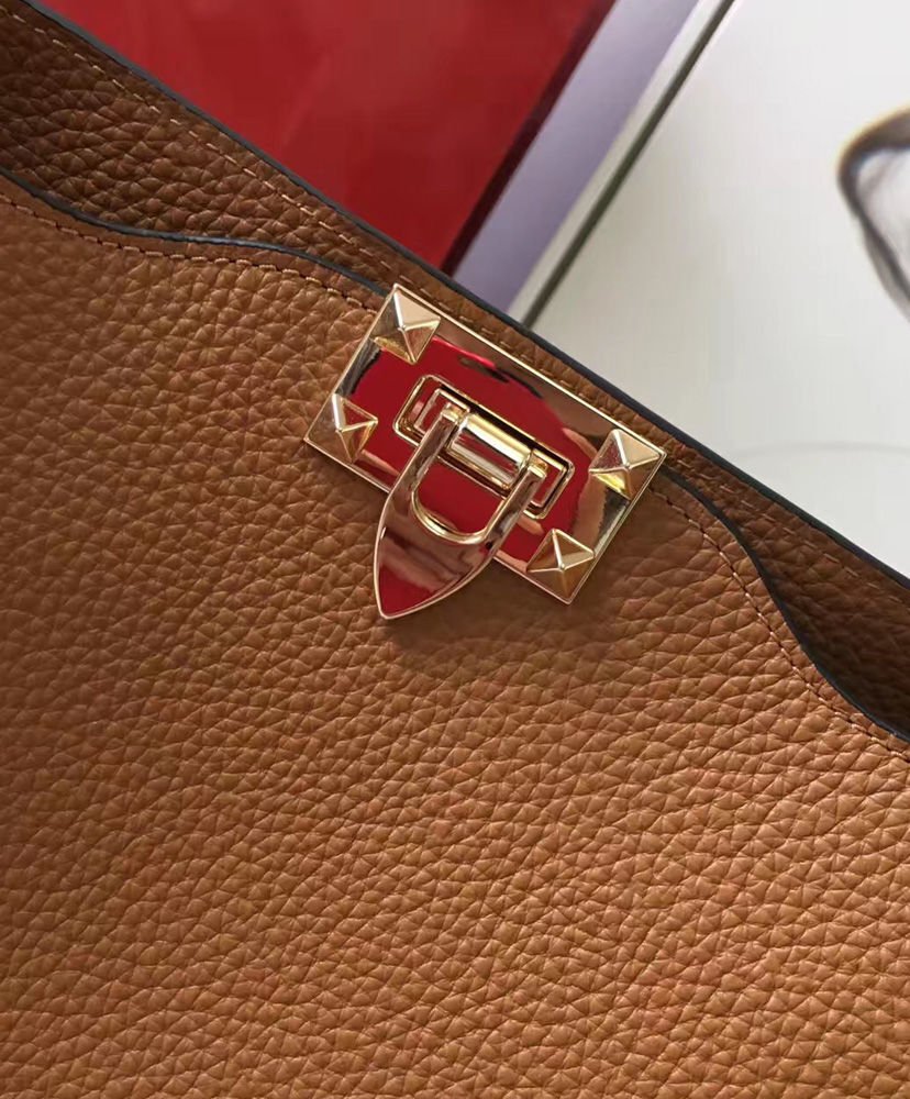 Valentino Rockstud Hobo Bag Coffee - Image 7