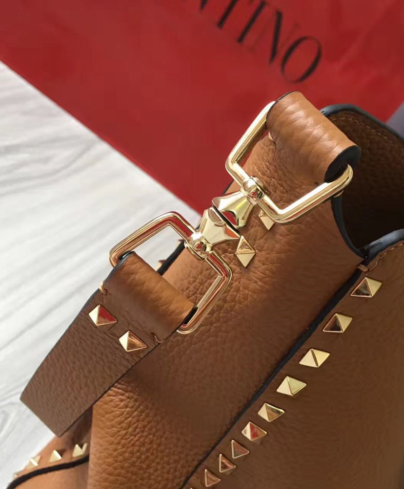 Valentino Rockstud Hobo Bag Coffee - Image 8