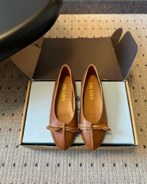 Prada Ribbon Leather Women's Flat Shoes
