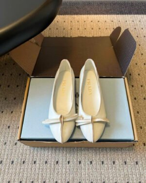 Prada Ribbon Leather Women's Flat Shoes