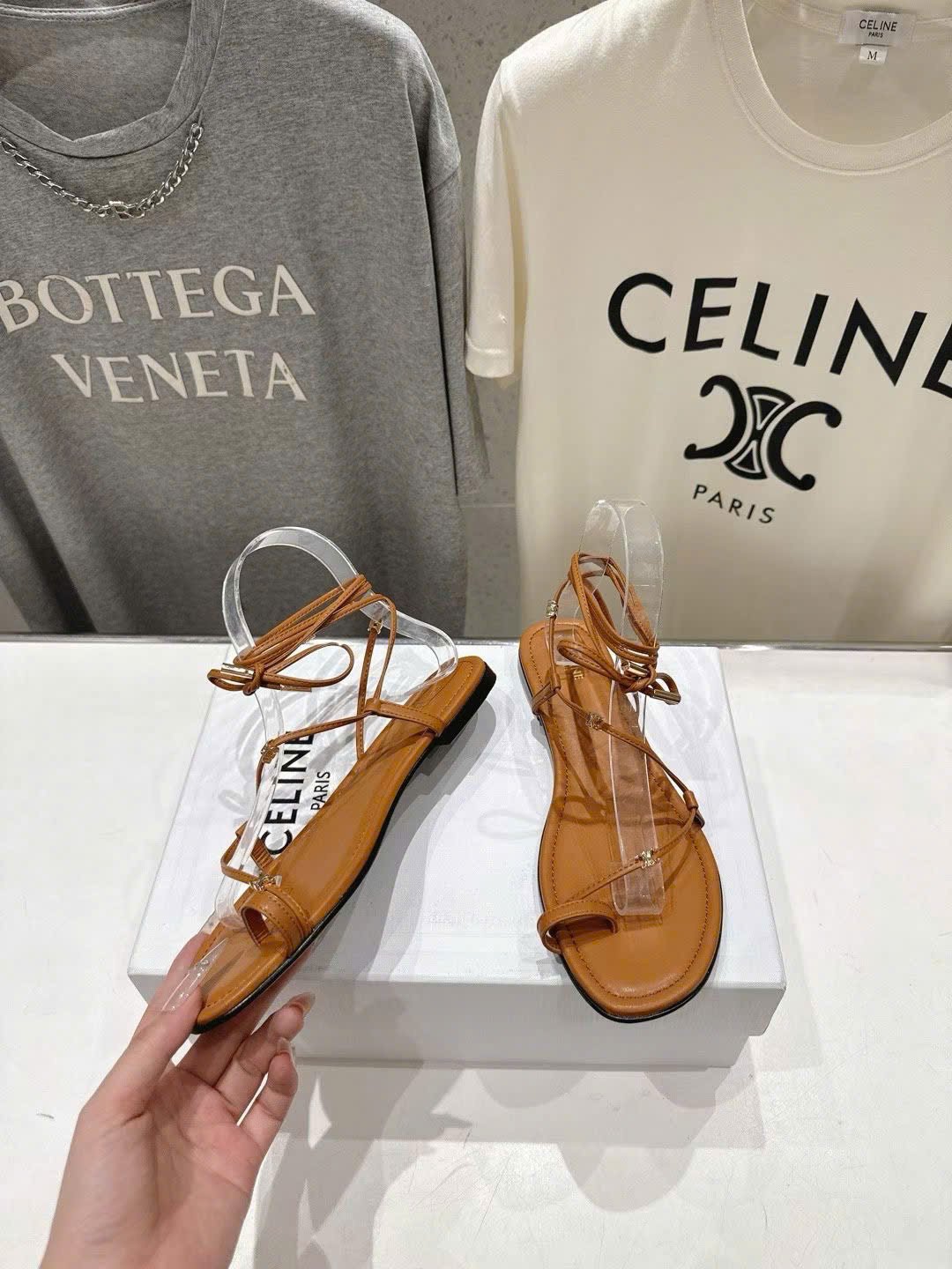 Celine Proenza Schouler Coil Ankle-Tie Leather Sandals - Image 4