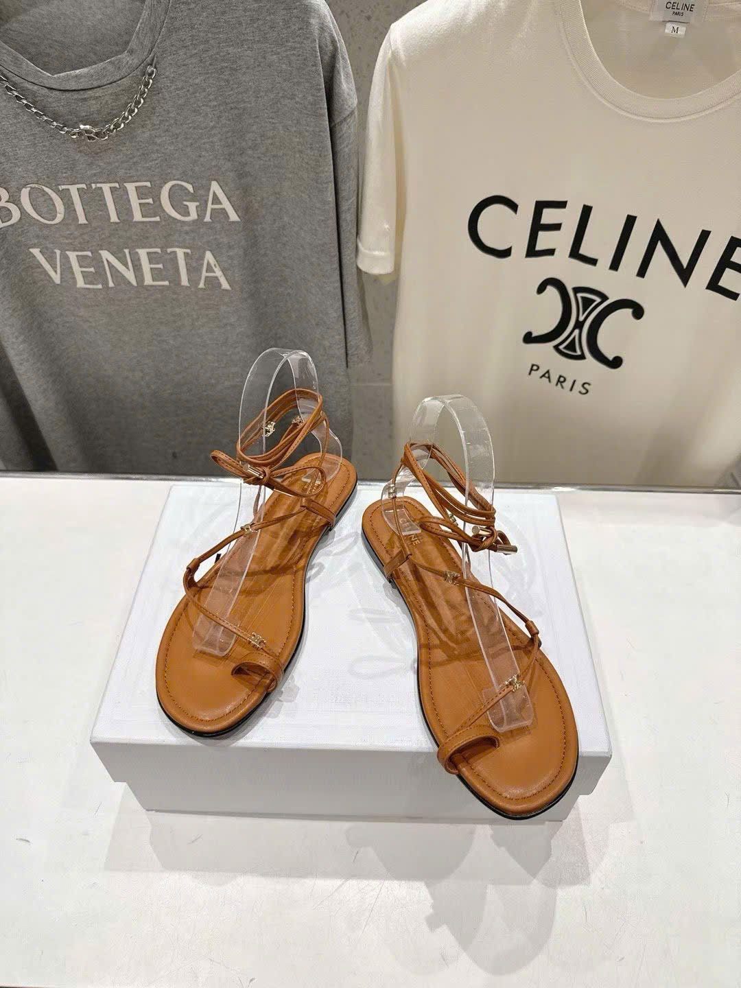 Celine Proenza Schouler Coil Ankle-Tie Leather Sandals - Image 7