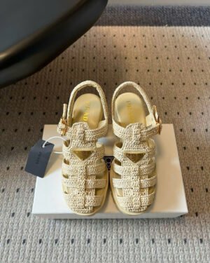 Prada Monolith Crochet Cage Sandals 9cm