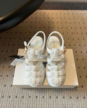 Prada Monolith Crochet Cage Sandals 9cm