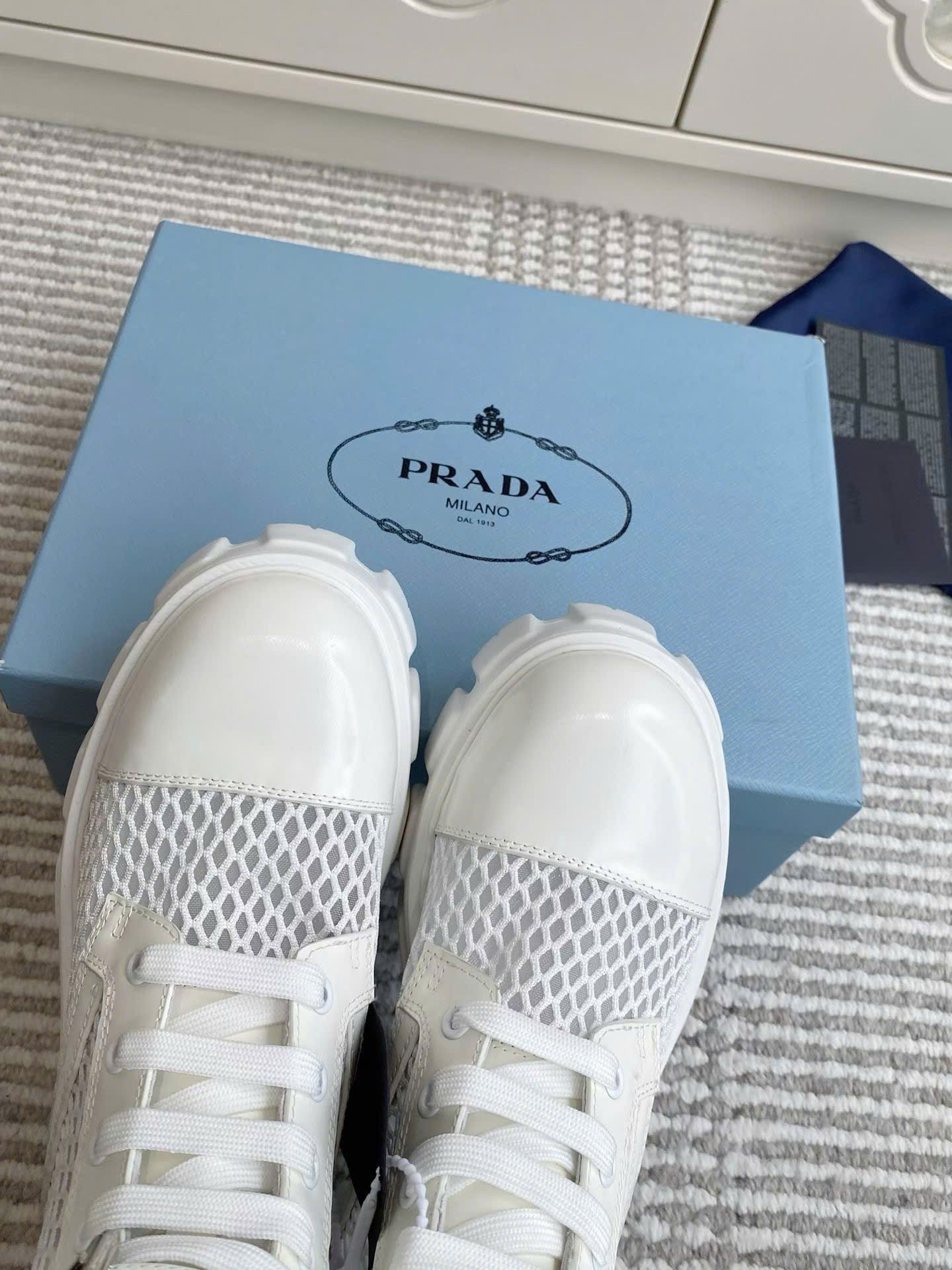 Prada Mesh Detachable-Pouch Combat Boots 5.5cm - Image 2