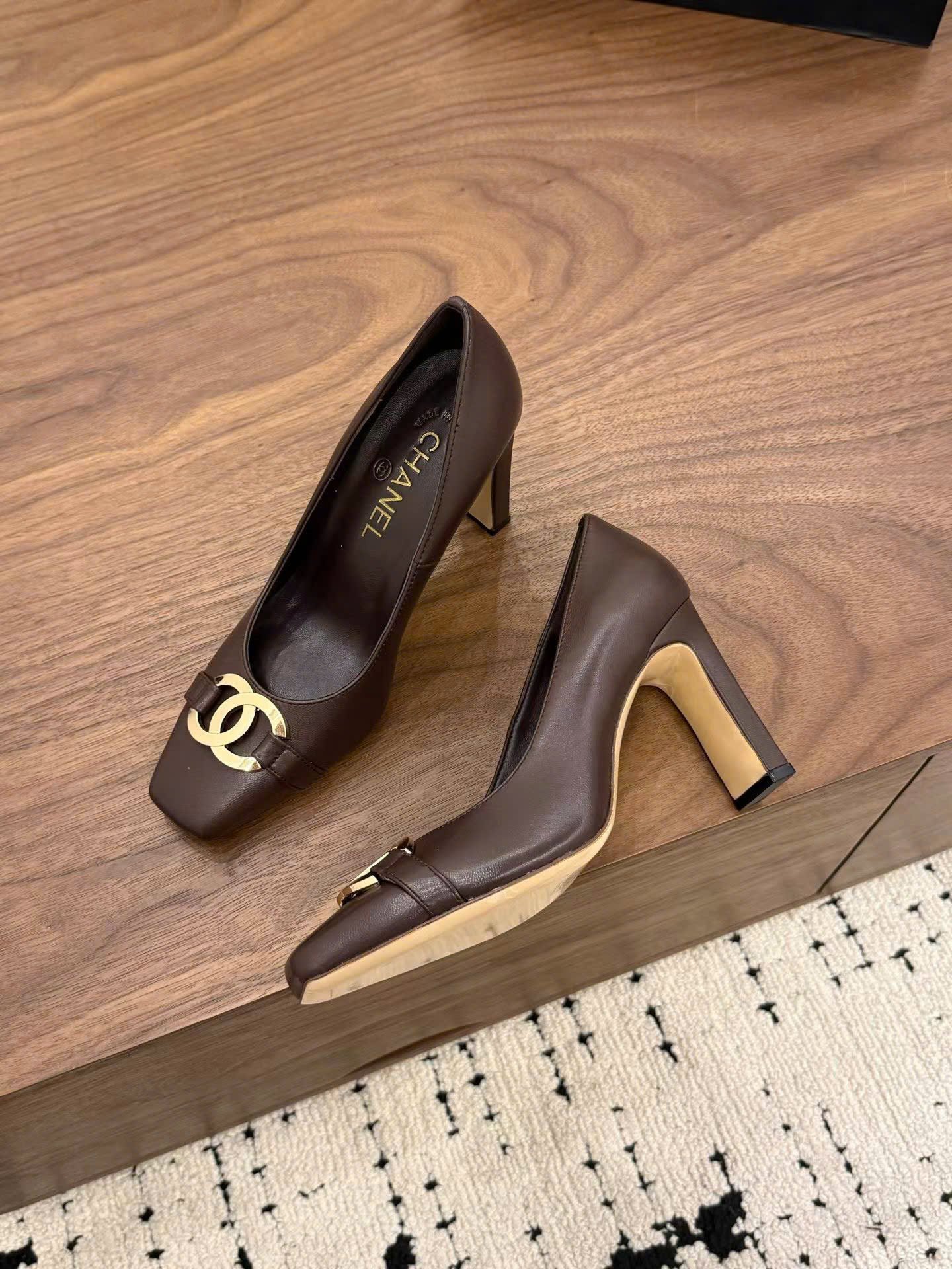 Chanel Coco Heeled Pumps Calfskin Shoes 9cm - Image 7