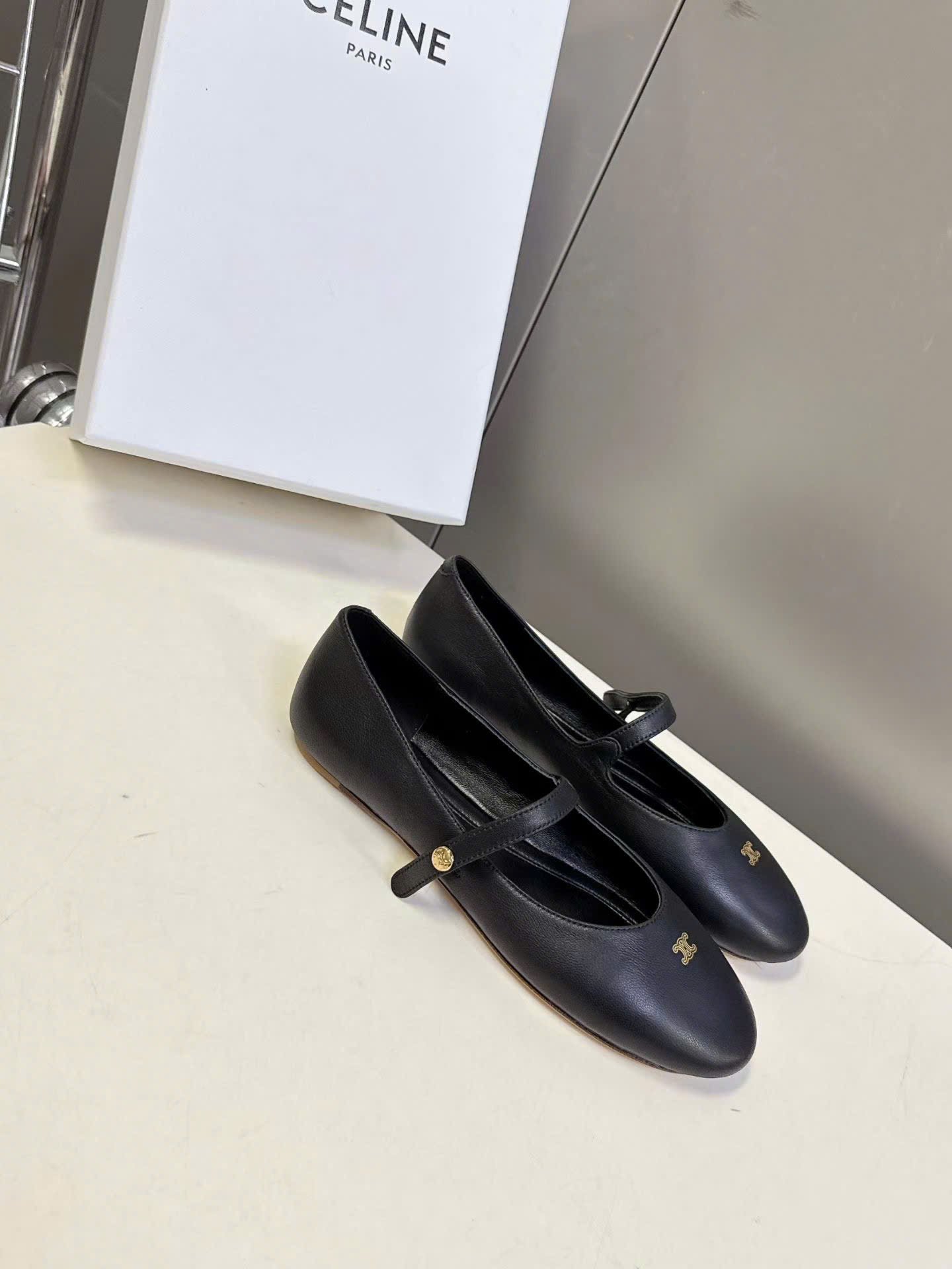 Celine Triomphe Lambskin Ballerine Ballet Flats Shoes - Image 6