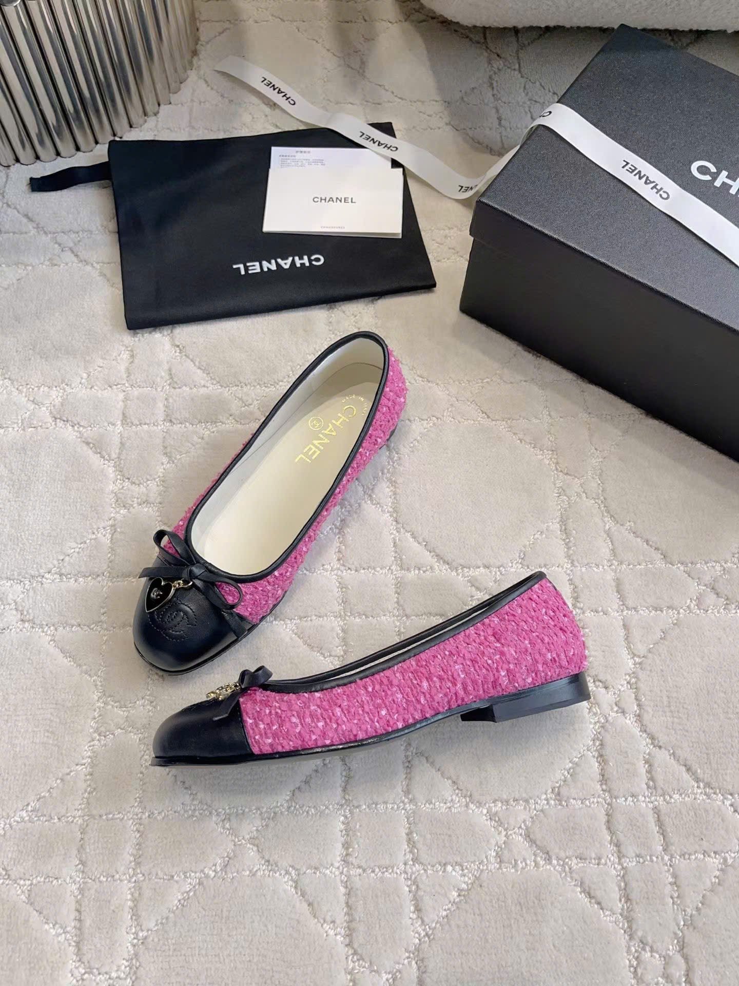 Chanel Coco Tweed Ballerina Flats Shoes - Image 9