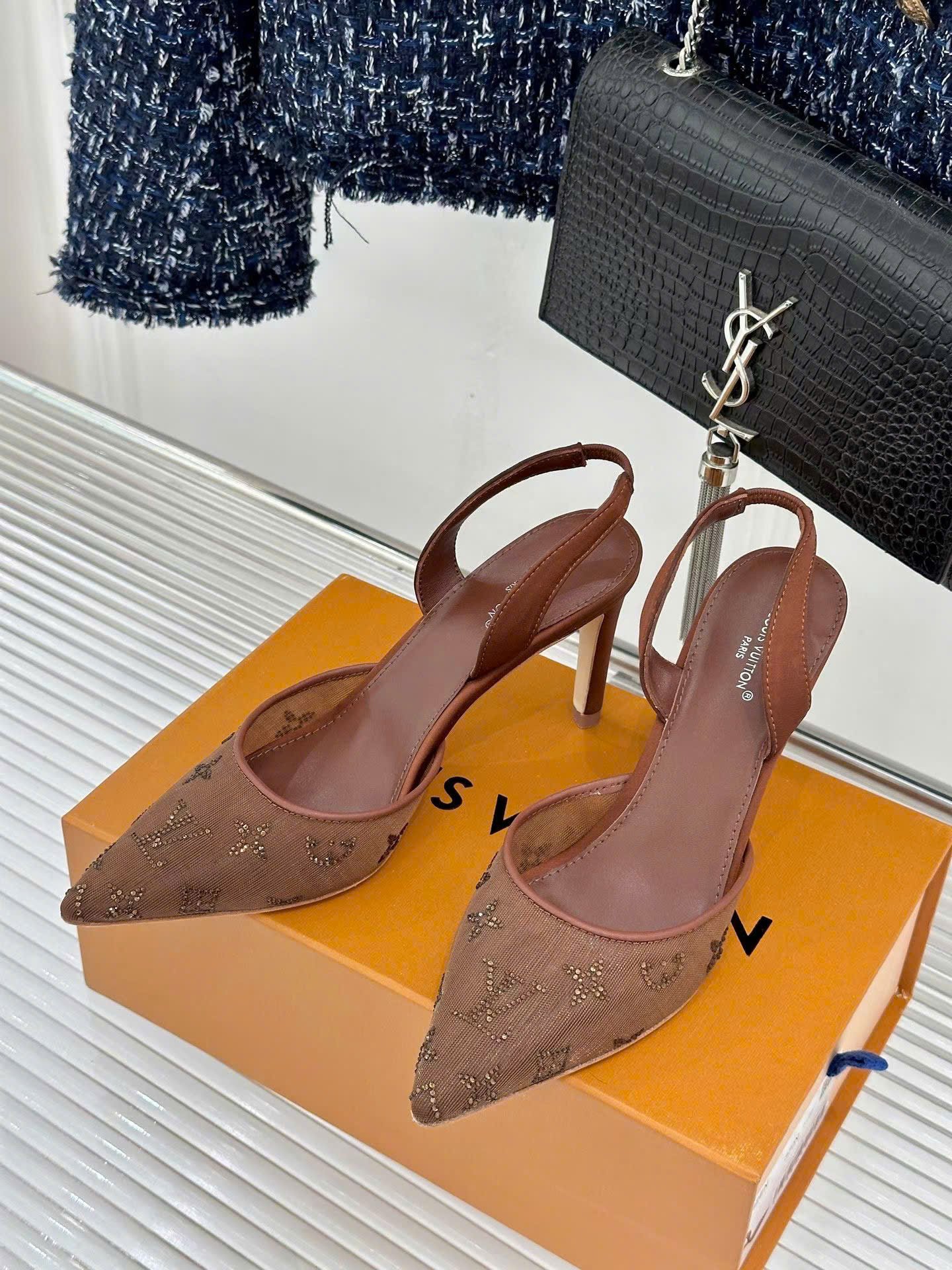 Louis Vuitton Gala Slingback Pumps Shoes 9cm - Image 4