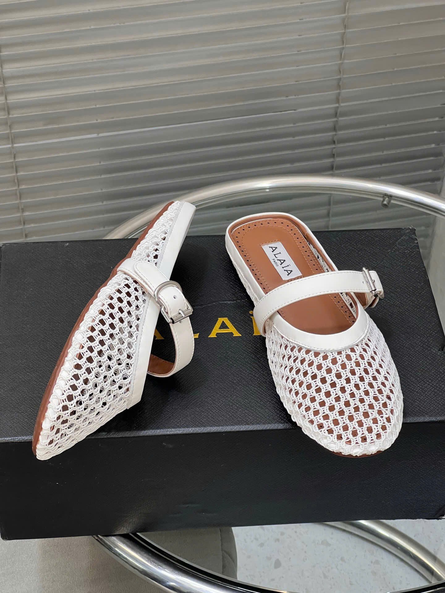 Alaïa Mesh Ballet Flats Mule - Image 3