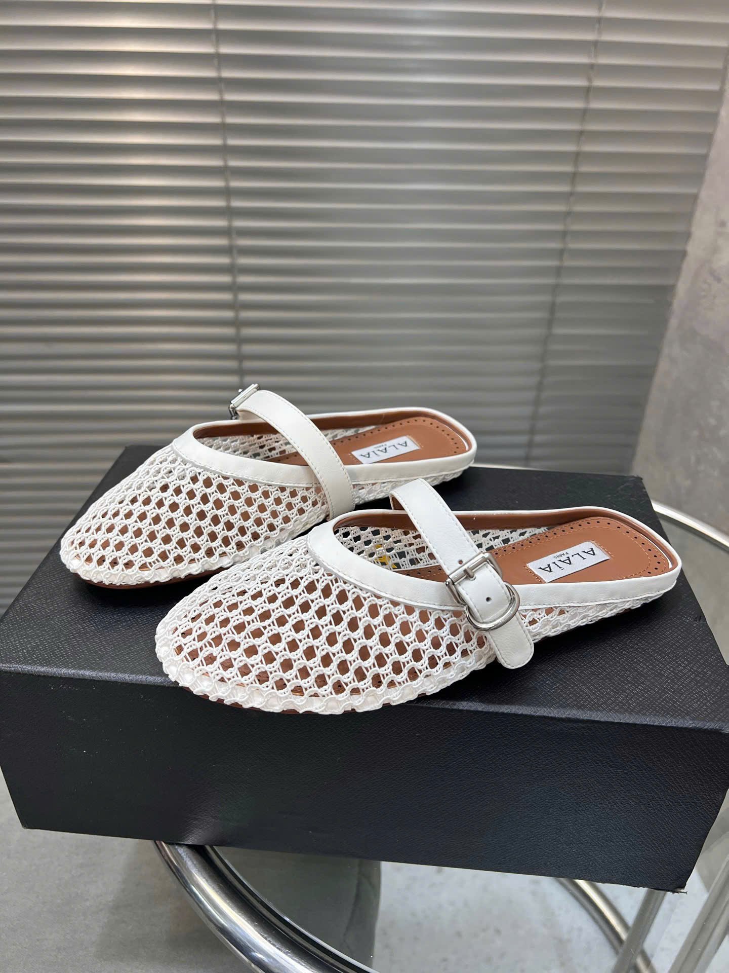 Alaïa Mesh Ballet Flats Mule - Image 4