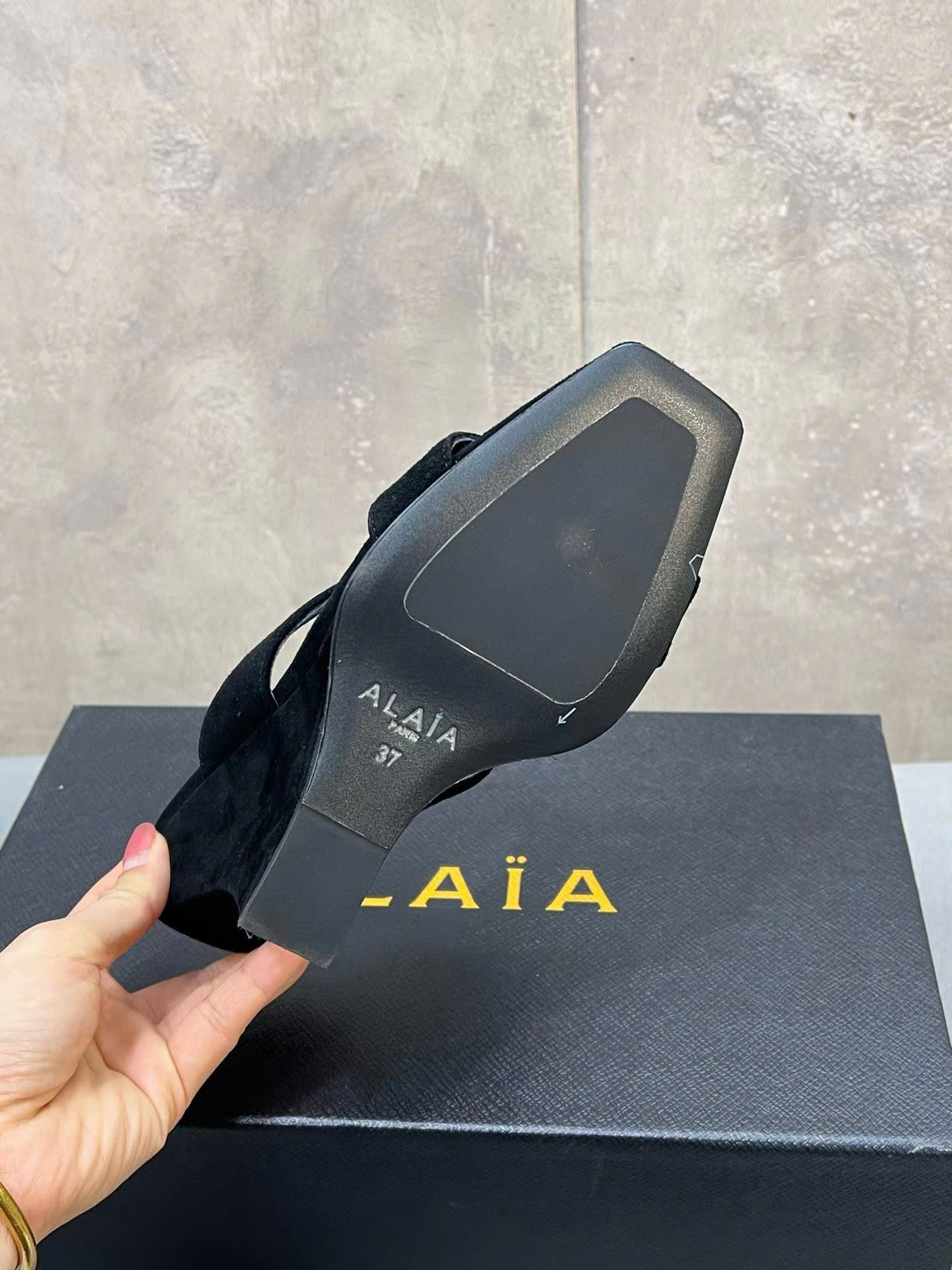 Alaïa Wave 110 Suede Wedge Mules - Image 8