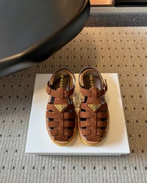 Prada Suede Crisscross Platform Sandals 5.5cm