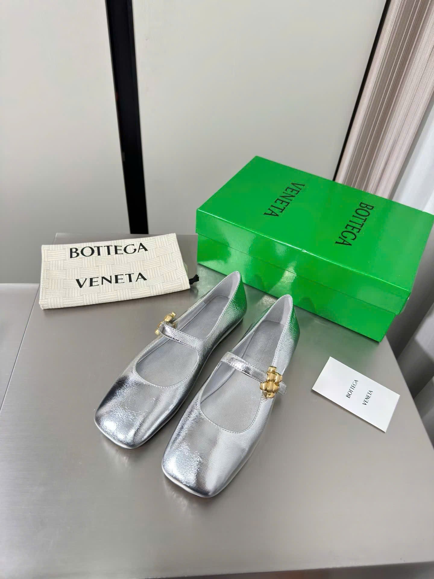 Bottega Veneta Charlotte Mary-Jane Ballerina in Basalt Shoes