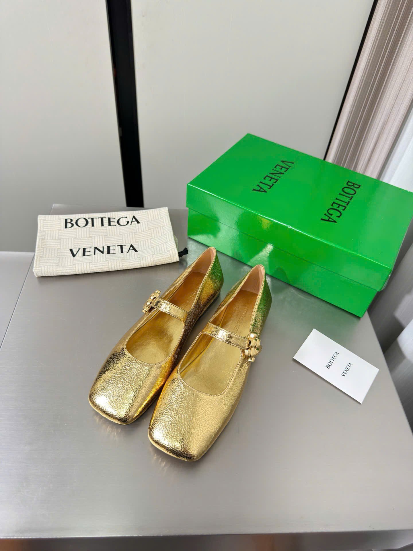 Bottega Veneta Charlotte Mary-Jane Ballerina in Basalt Shoes