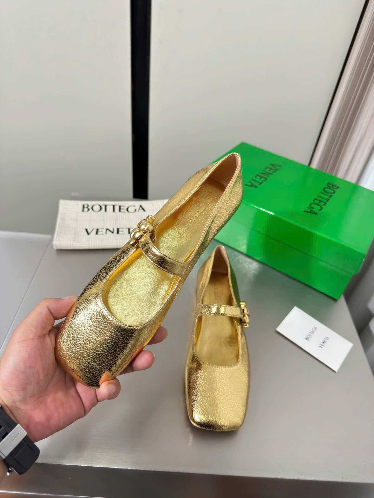 Bottega Veneta Charlotte Mary-Jane Ballerina in Basalt Shoes - Image 7