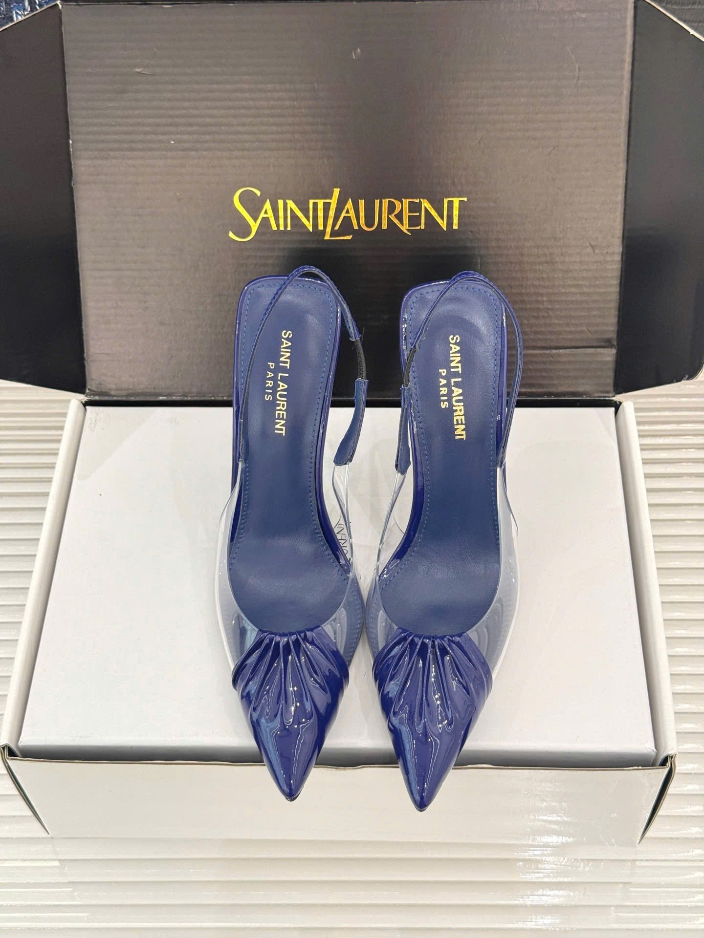 Saint Laurent Chica Slingback Pumps Shoes 10.5cm