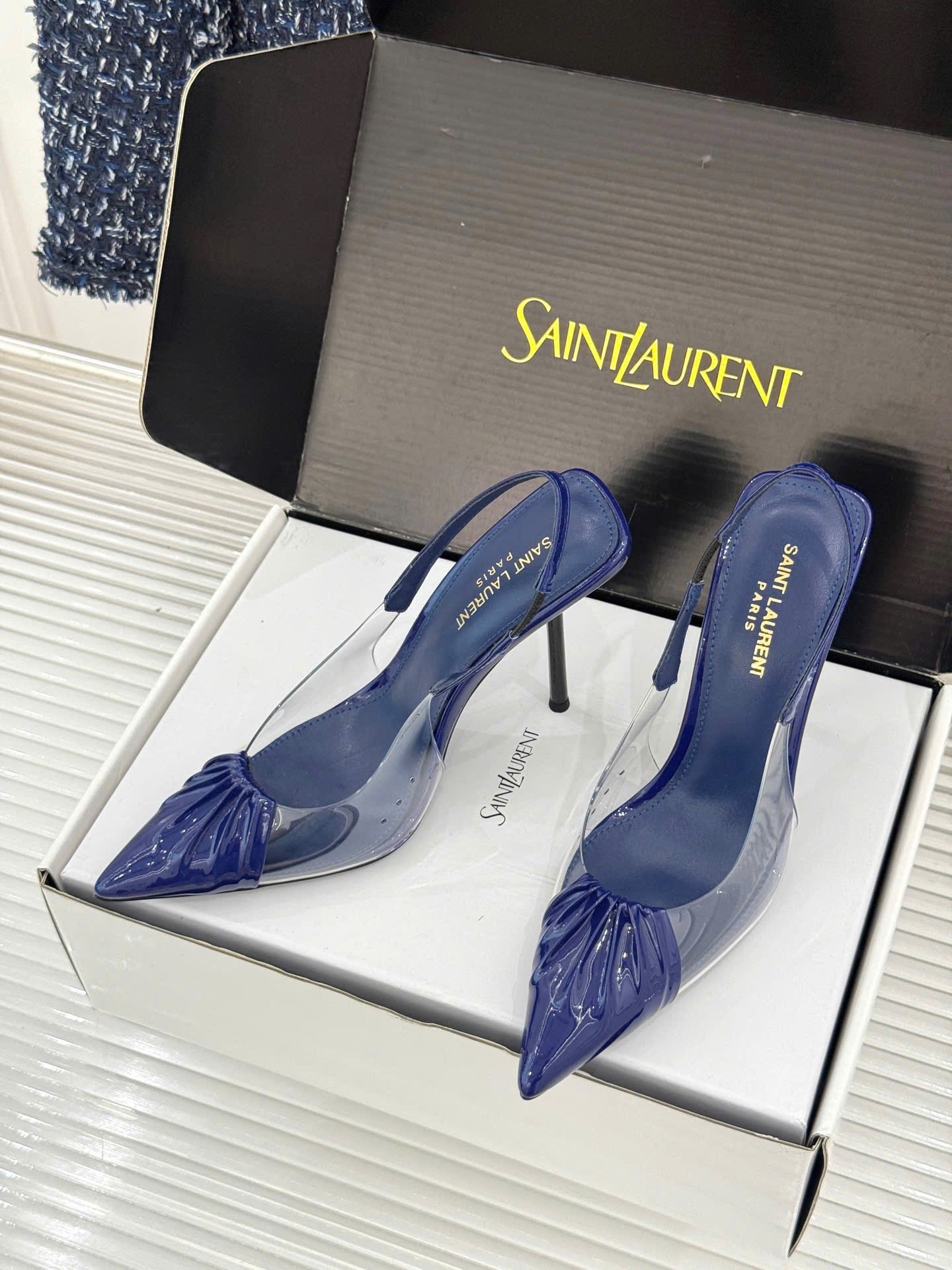 Saint Laurent Chica Slingback Pumps Shoes 10.5cm - Image 9