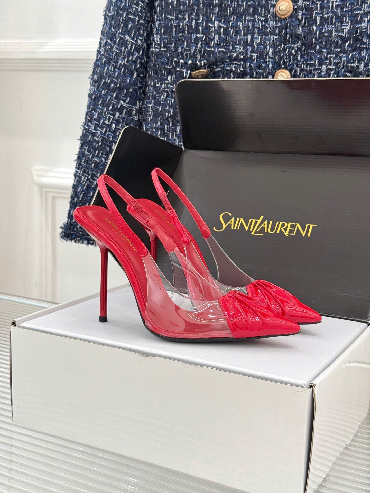 Saint Laurent Chica Slingback Pumps Shoes 10.5cm - Image 2