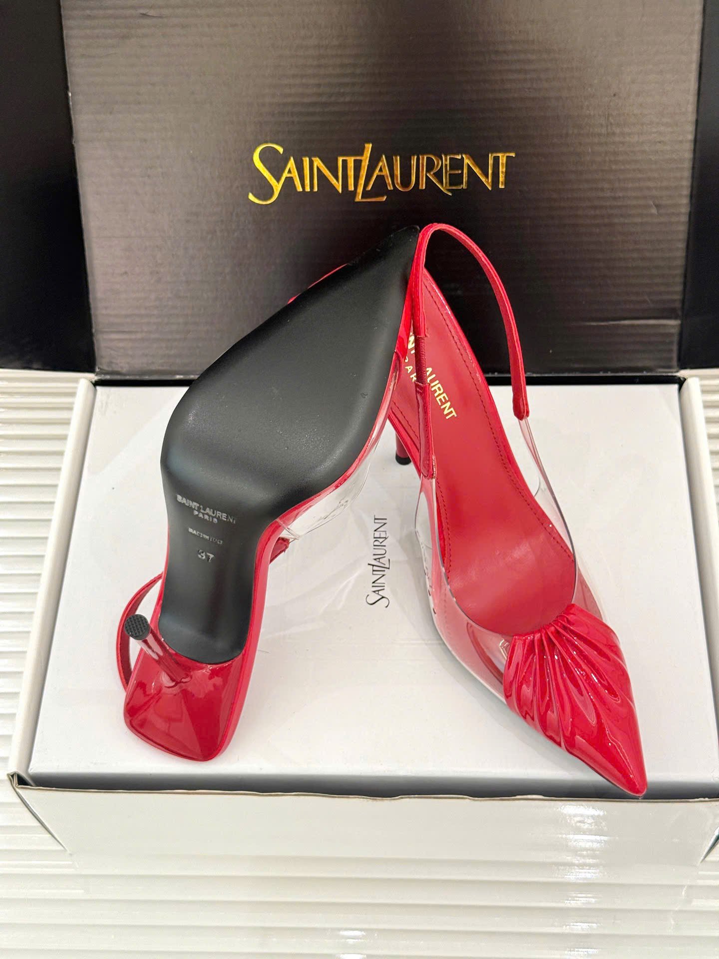 Saint Laurent Chica Slingback Pumps Shoes 10.5cm - Image 6