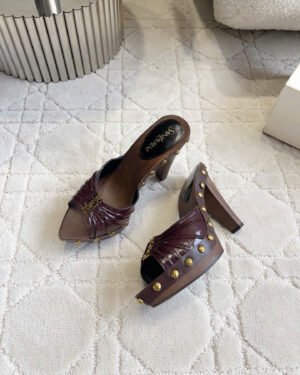 Saint Laurent Leather Babylone Clog Mules 12cm