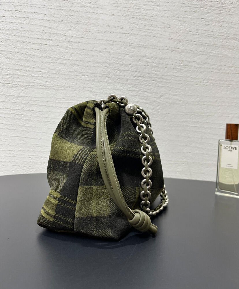 Loewe Medium Flamenco Purse In Tartan Suede Green - Image 4