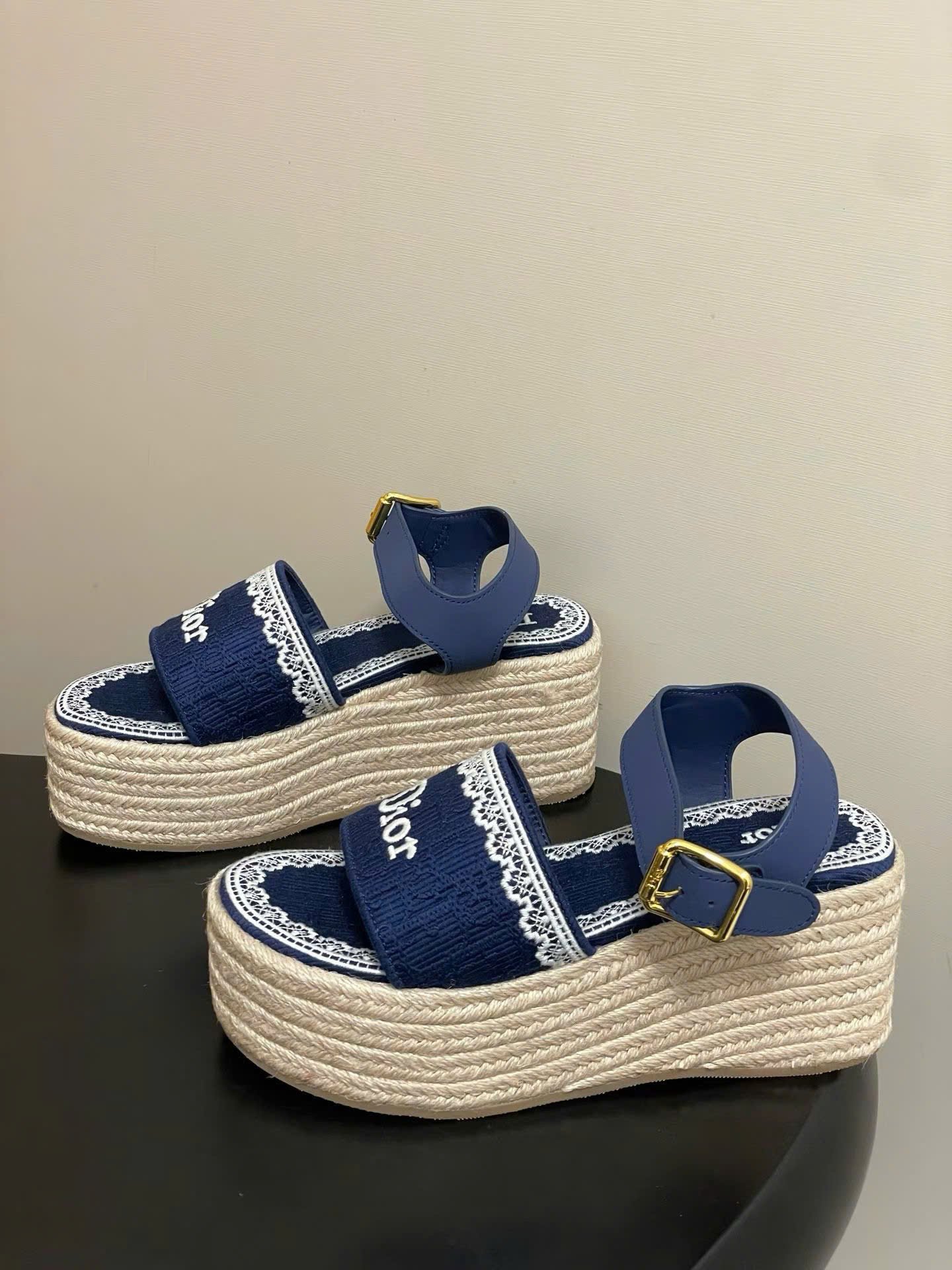 Dior Oblique Dentelle Wedge Sandal 8.5cm - Image 3
