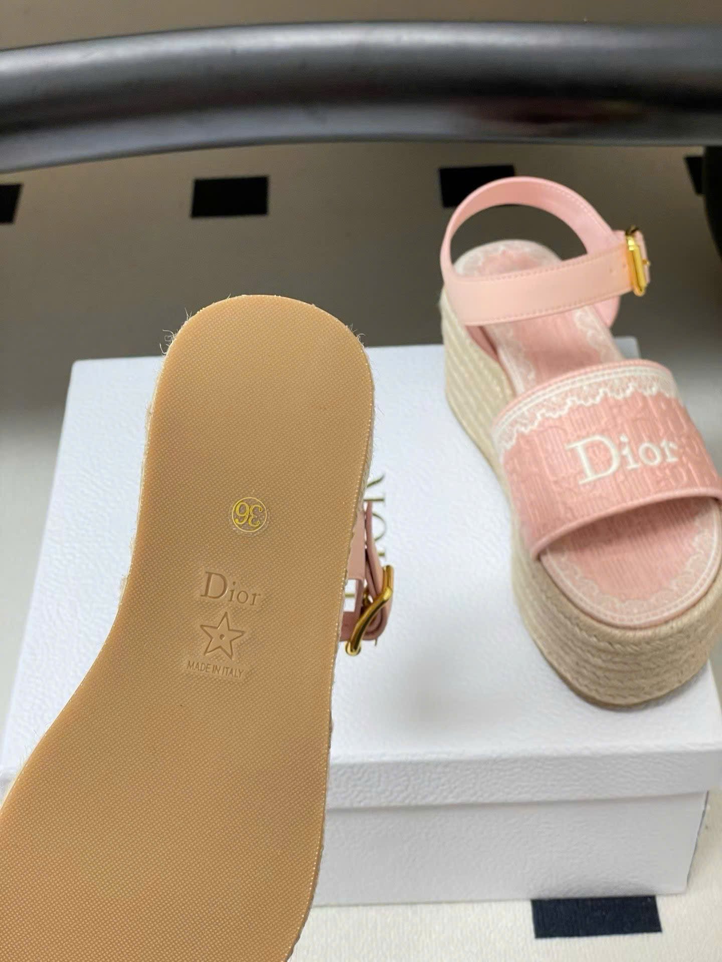 Dior Oblique Dentelle Wedge Sandal 8.5cm - Image 3