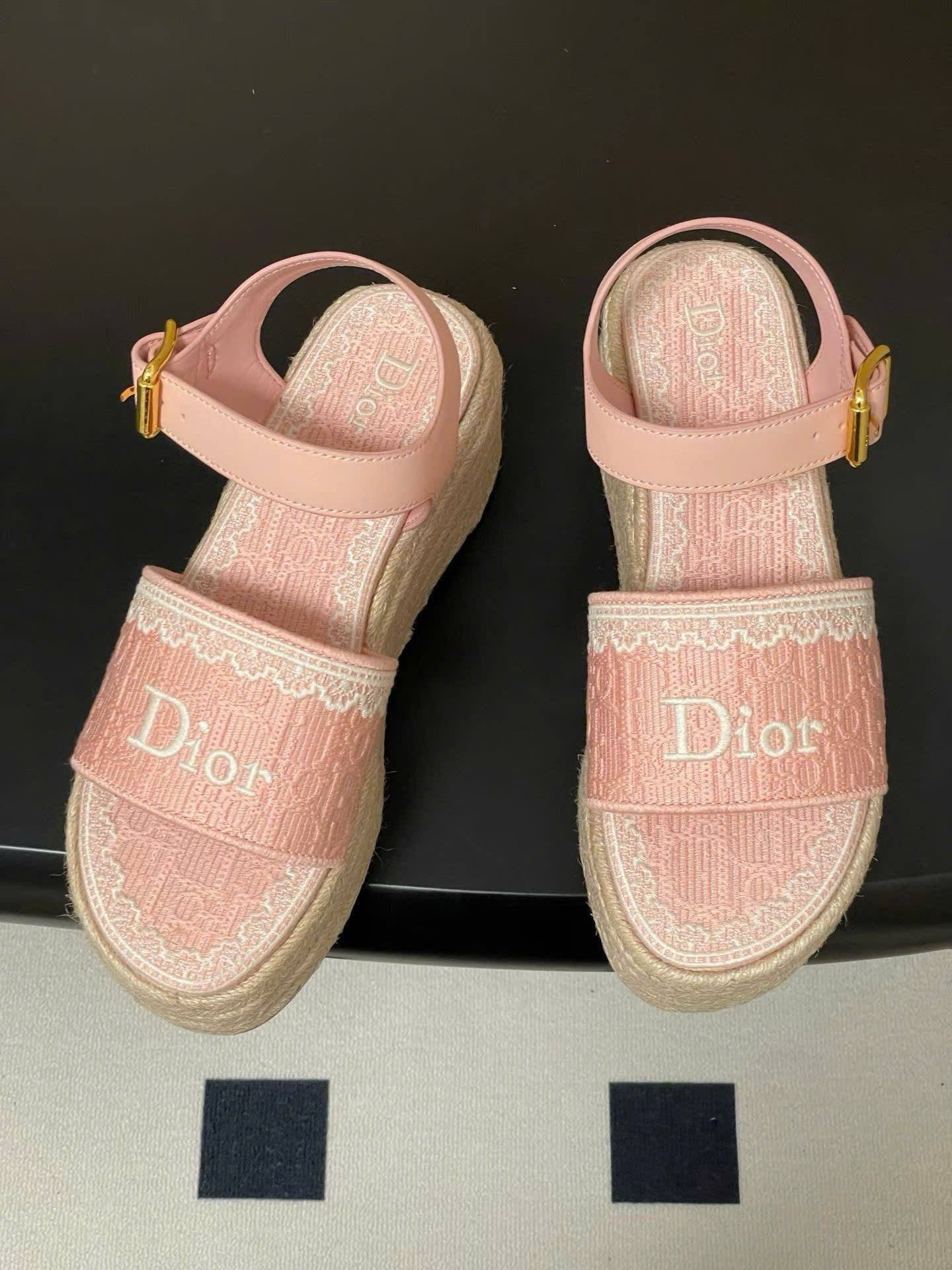 Dior Oblique Dentelle Wedge Sandal 8.5cm - Image 4