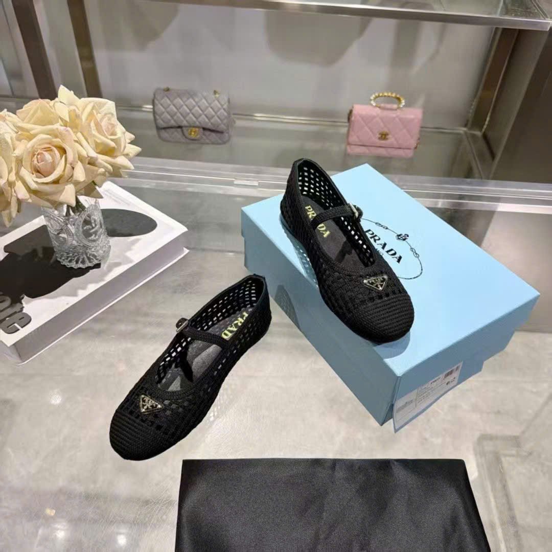 Prada Crochet Mary Jane Flats - Image 3