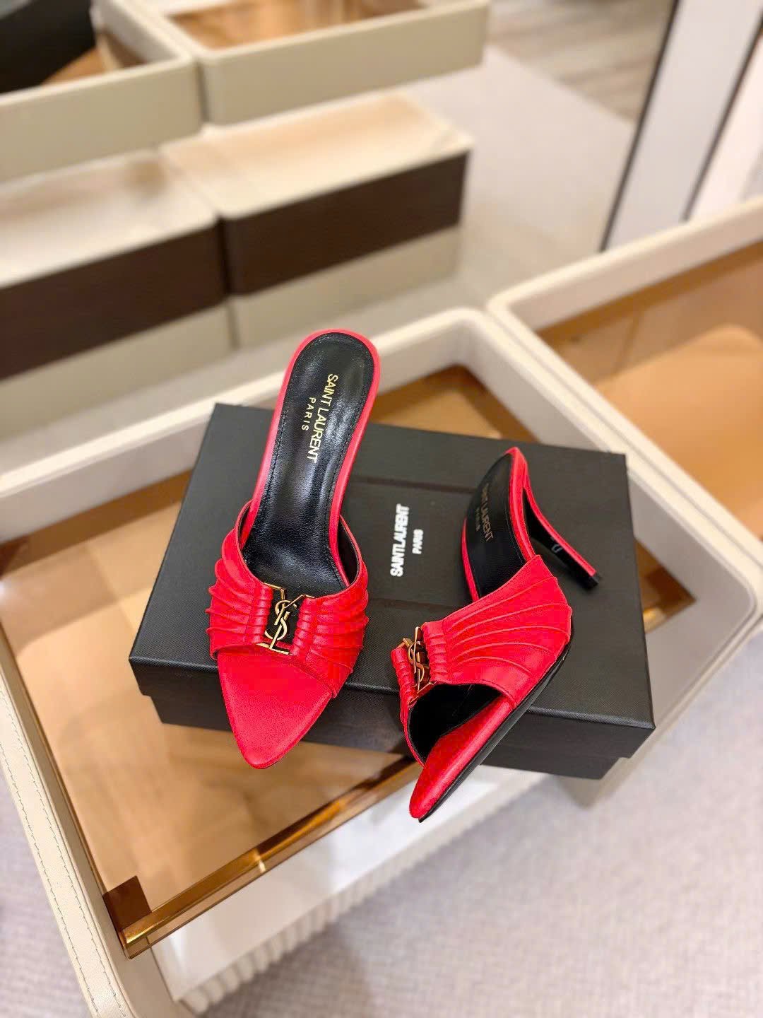 Saint Laurent YSL Babylone Heeled Women's Mules 10cm - Image 3