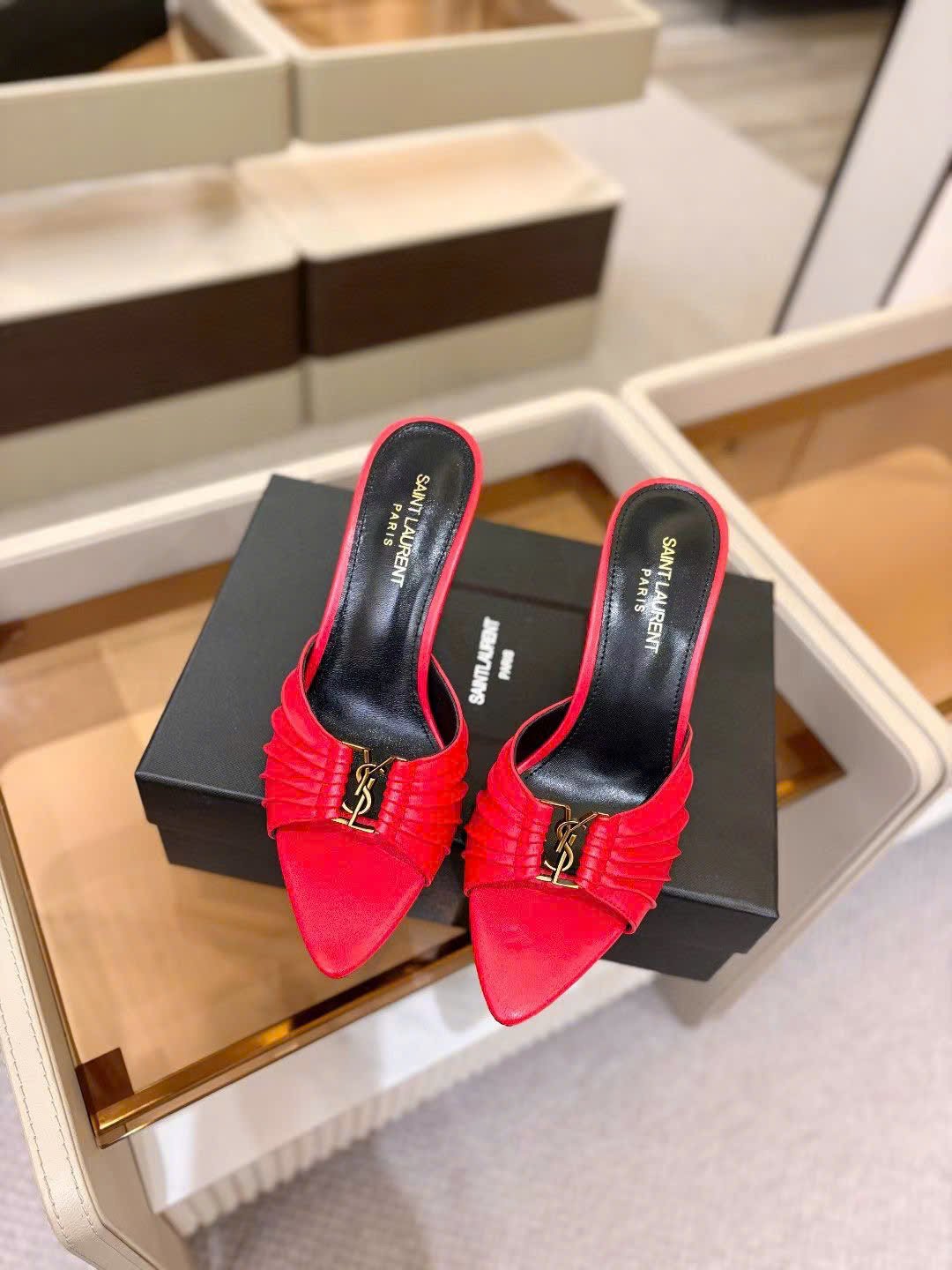 Saint Laurent YSL Babylone Heeled Women's Mules 10cm