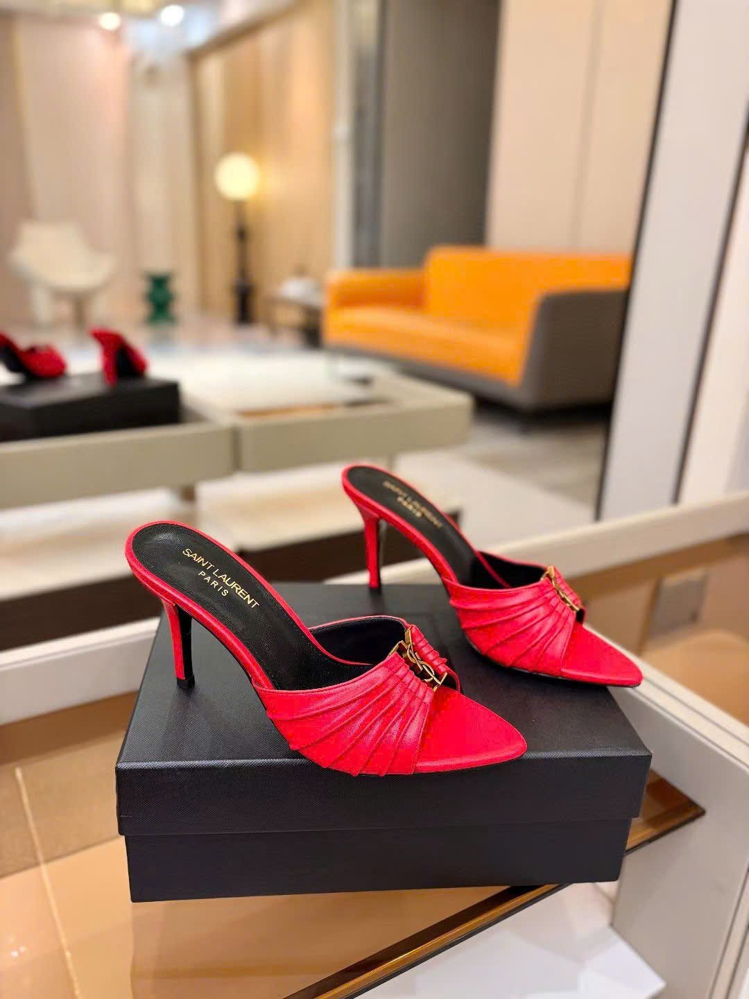 Saint Laurent YSL Babylone Heeled Women's Mules 10cm - Image 9