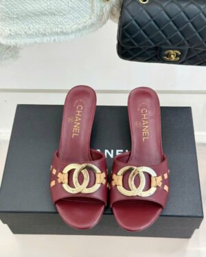 Chanel CC Logo Lambskin Mules