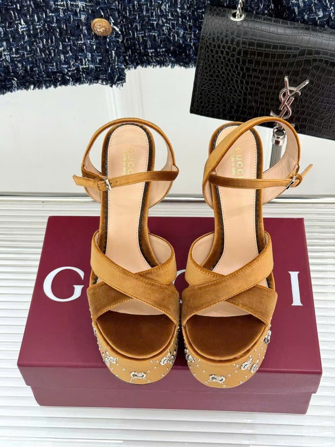 Gucci Sandal with Interlocking G Studs