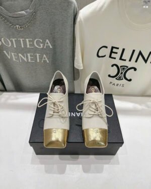 Chanel Leather Lace Up Oxfords Shoes 5.5cm
