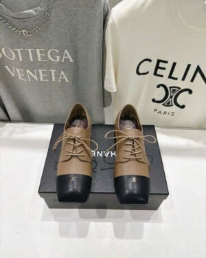 Chanel Leather Lace Up Oxfords Shoes
