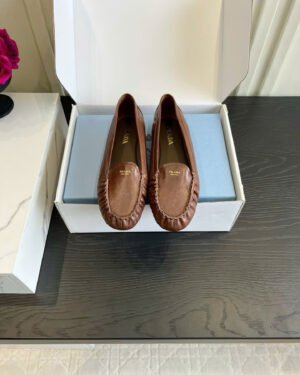 Prada Ruffled Suede Loafer Shoes