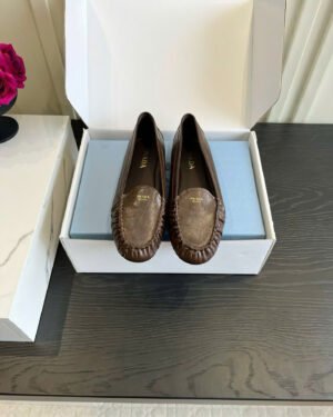 Prada Ruffled Suede Loafer Shoes