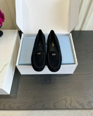 Prada Ruffled Suede Loafer Shoes