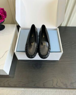 Prada Ruffled Suede Loafer Shoes